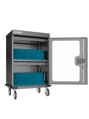 MANHATTAN 102353 - Gabinete de carga con 32 puertos/ Puerta de vidrio / USB-C - 576 W 32 puertos USB-C PD / amplias bahías para Chromebooks, tabletas y teléfonos, hasta 18 W por puerto / con ventilación / carcasa metálica, negro #PROMOMAYO - Image 2