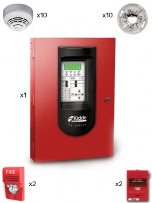 KIDDE F_FX64RSPKIT10 - Panel FX 64 / 10 Detectores de Humo con Bases / 2 Estación Manual / 2 Sirena con Estrobo - Image 1