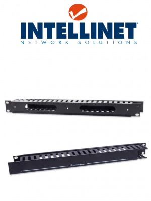 INTELLINET 169950 - Organizador Horizontal 19", 1U, (Metal) / Color Negro / Para rack o gabinetes de 19" / 1U de alto (Sobre Pedido) - Image 1