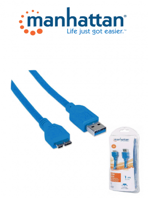 MANHATTAN 393898 - Cable para Dispositivos USB Micro-B de SúperVelocidad /USB 3.2 Gen 1, A / Macho /SuperSpeed  /Micro-B Macho, 5 Gbps, 1 m, Azul - Image 1