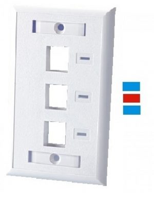 F12UC3PWH - Placa frontal / 3 Ventanas / Color blanco / Etiquetas / Iconos de color