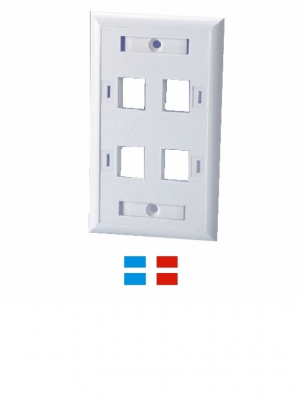 F12UC4PWH - Placa frontal / 4 Ventanas / Color blanco / Etiquetas / Iconos de color