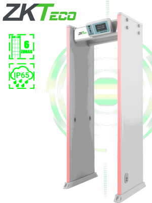 ZKTECO D4330IP65 Arco Detector de Metales con protección IP65 para semi exteriores, con 33 zonas de detección, 300 niveles de sensibilidad, pantalla HD 7", indicadores LED en ambas vistas, control remoto y batería de respaldo incluida. - Image 1