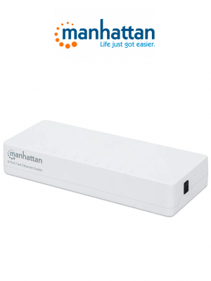 MANHATTAN 560689 - Switch Fast Ethernet de 8 puertos de plástico para escritorio, con puertos 10/100 y soporte para IEEE 802.3az (Ethernet de Eficiencia Energética) - Image 1