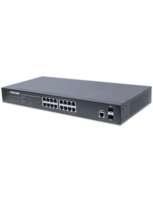 INTELLINET 561341 Switch Administrable Gigabit Ethernet de 16 puertos PoE+ con 2 puertos SFP - Image 1