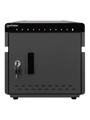 MANHATTAN - 715942 - Gabinete profesional carga 10 puertos USB-C - 180 W / 10 puertos, bahías teléfonos y tabletas, 180 W en total, hasta 18 W por puerto, cerradura, protección sobretensiones, ventilación integrada, carcasa metálica, negro #PROMOMAYO - Image 1