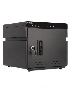 MANHATTAN - 715942 - Gabinete profesional carga 10 puertos USB-C - 180 W / 10 puertos, bahías teléfonos y tabletas, 180 W en total, hasta 18 W por puerto, cerradura, protección sobretensiones, ventilación integrada, carcasa metálica, negro #PROMOMAYO - Image 2