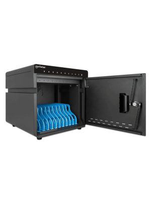 MANHATTAN - 715942 - Gabinete profesional carga 10 puertos USB-C - 180 W / 10 puertos, bahías teléfonos y tabletas, 180 W en total, hasta 18 W por puerto, cerradura, protección sobretensiones, ventilación integrada, carcasa metálica, negro #PROMOMAYO - Image 4