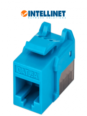 INTELLINET 772334 - Jack Keystone Cat6a FastPunch UTP, azul, contactos chapados con 50µ de oro, soporta filamento multifilar y sólido de 23 a 26 AWG (Sobre Pedido) - Image 1