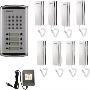 COMMAX DR8AMAP - Kit de frente de calle de audio DR8AM para 8 apartamentos incluye 8 auriculares DPSS y fuente de energía RF1A de 12VDC/ Soporta función de apertura de puerta - Image 4