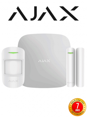 AJAX KIT STARTER - Panel de  alarma Hub2Plus conexión Ethernet / WiFi /  LTE APP “AJAX PRO” iOS y Android , 1 sensor de movimiento y 1 detector de puerta o ventana con entrada auxiliar en color blanco #jul - Image 1