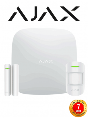 AJAX KIT BASIC - Panel de  alarma Hub 4G conexión Ethernet y una ranura sim 4G / APP “AJAX PRO” iOS y Android , 1 sensor de movimiento y 1 detector de puerta o ventana con entrada auxiliar en color blanco #AJAXBDAYS - Image 1