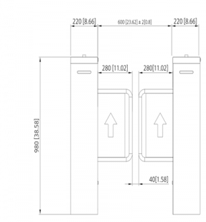 DAHUA ASGB521H-D - Swing Barrier Media para exterior/ 1 Carril/ Motor Electrico CD/ Acero Inoxidable/ Puerto RS232/ Soporta Conteo de Entrada y Salida/ 20personas x minuto/ Entrada de Alarma de Incendio para desbloqueo/ - Image 5