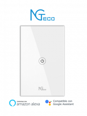 NGTECO NGS101 - Apagador Inteligente WiFi 1 Botón Touch / Control Remoto vía App / Control por Voz / Temporizador / Panel Táctil de Alta Sensibilidad / WiFI 2.4 GHz / Se requiere Cable Neutro / Compatible con Alexa y Asistente de Google - Image 1
