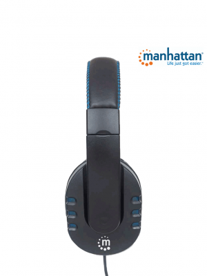 MANHATTAN 176088 - Audífonos USB para videojuegos, con luces LED Para PC, PS3 y PS4, micrófono retráctil integrado, función de control de audio, cable USB de 1,8 m integrado, color negro y azul - Image 5