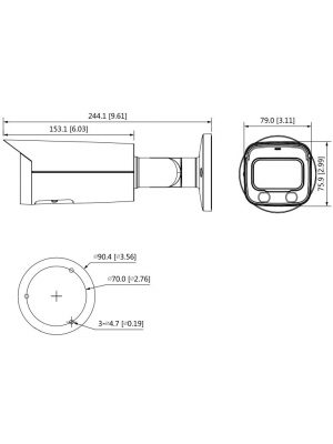 DAHUA IPC-HFW5442TN-AS-LED-0360B - Cámara IP Bullet Resolución de 4 MP/ Lente 3.6 mm/  ∢ 89°/ LED 20 mts/ IA WizMind/ Detección Facial/ Protección Perimetral/ Conteo de Personas/ FullColor/ PoE/ WDR 140dB/ H.265+/ IP67/ IK10/ E&S Alarma/ E&S Audio/ - Image 2