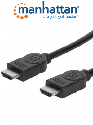 MANHATTAN 306126- Cable HDMI de Alta Velocidad de 3 Metros/ Resolución 4k@30Hz/ Soprota 3D/ HDMI Macho a Macho/ Soporta Canal de Retorno de Audio (ARC)/ Blindado para Reducir Interferencia/ - Image 1