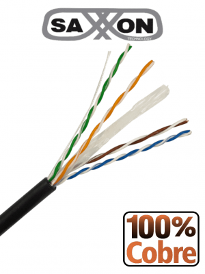 SAXXON OUTP6COP305NE - Bobina de cable UTP Cat6 100% cobre, 305 metros, exterior, con cubierta LDPE, 4 pares, cumple con ISO/IEC 11801 Ed2, EIA/TIA568B y UL. Ideal para redes y video. - Image 1