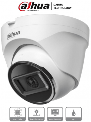 DAHUA IPC-T1E20 -Camara IP Domo de 2 MP, lente de 2.8 mm y 99° de visión. Alcance IR de 30 m, protección IP67 y alimentación PoE. Funciones avanzadas: DWDR, 3D NR, HLC, BLC y compresión H.265+ Ideal para videovigilancia confiable#SwitchD1#VolDH - Image 1