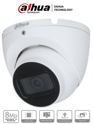 DAHUA IPC-HDW1830T-S6 - Camara IP Domo 4k/ 8 Megapixeles/ Lente de 2.8 mm/ 105 Grados de Apertura/ Micrófono Integrado/ IR de 30 Metros/ Metálica/ H.265/  IP67/ DWDR/ PoE/ - Image 1