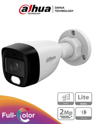 DAHUA HAC-HFW1209CM-A-LED-0280B-S3 - Cámara Bullet Full Color 1080p lente de 2.8 mm y ángulo de 108°. Micrófono integrado, WDR digital y 20 m de iluminación. Carcasa metálica IP67 para máxima resistencia. Compatible con CVI, CVBS, AHD y TV. #M1 - Image 1