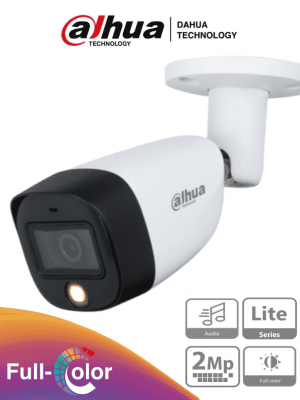 DAHUA HAC-HFW1209CMN-A-LED - Camara Bullet  Full Color 1080p/ Lente de 2.8 mm/ Micrófono Integrado/ 108 Grados de Apertura/ Metalica/ WDR Digital/ 20 Metros de Iluminacion/ IP67/ Soporta CVI/CVBS/AHD/TVI/ - Image 1