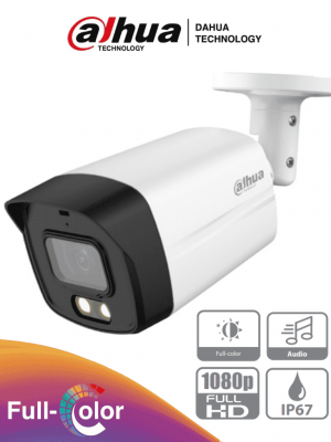 DAHUA HAC-HFW1209TLMN-A-LED - Camara Bullet Full Color de 2 Megapixeles/ 1080p/ Lente de 2.8mm/ 108 Grados de Apertura/ Microfono Integrado/ 40 Metros de Iluminación/ DWDR/ IP67/ Metalica+Policarbonato/ - Image 1