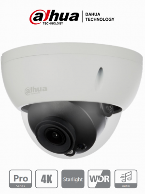 DAHUA HDBW2802R-36 - Cámara Domo Antivandálica 4K/ 8 Megapíxeles/ SeriePro/ Lente 3.6 mm/ Starlight/ 1 Entrada de Audio/ WDR Real 120dB/ Ir de 30 Mts/ Metalica/ IP67/ IK10/ #CamarasDahua #Starlight - Image 1
