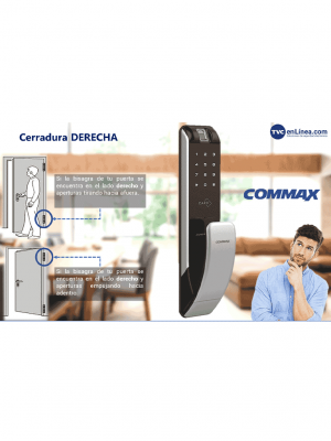 COMMAX CDL210R - Cerradura biométrica inteligente con apertura por medio de diferentes validaciones como huella, PIN o tarjeta mifare/ Soporta hasta 100 usuarios/ requiere baterías AA/ Incluye 2 llaves mecánicas y llaveros RFID #HD3 - Image 6