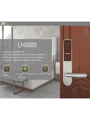 ZKTECO LH3000L - Cerradura Izquierda para Hotel con Tecnología Mifare 13.56 MHz, Compatible con Puertas de 40 a 55 mm de Grosor, 2 Pestillos de Seguridad, Fabricada en Acero Inoxidable, Capacidad de Registro de 224 Eventos #MCI2 #ZMCIQ2 - Image 5