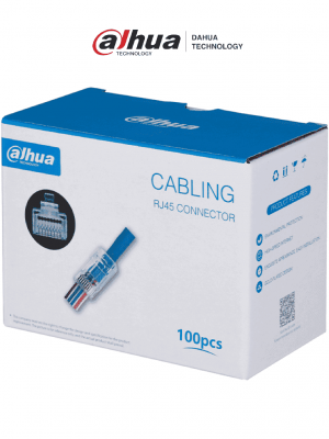 DAHUA PFM976-531-PT - Caja con 100 Plugs Pass through RJ45 Cat5e/ Chapado de Oro de 15 U"/ Clasificación de Resistencia al Fuego UL94V-2 / #LoNuevo #CONEEN - Image 1