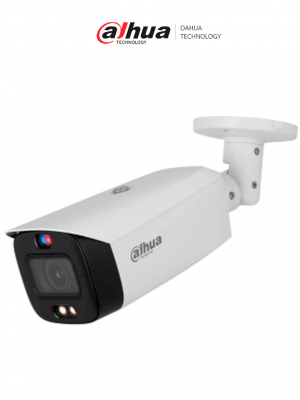 DAHUA IPC-HFW3449T1-AS-PV-V2 Cámara IP Bullet 4MP ofrece TiOC, WizSense, AcuPick, Iluminador Dual, Disuasión Activa, Lente 3.6mm, asi como sirena y estrobo azul y rojo, SMD 4.0 y protección IP67. Con ranura micro SD. - Image 1