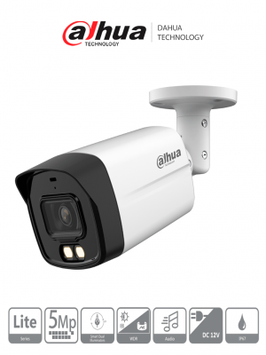 DAHUA DH-HAC-HFW1509TLM-IL-A - Cámara Bullet de 5 Megapixeles/ Iluminador Dual Inteligente + FullColor/ Lente de 2.8mm/ 111 Grados de Apertura/  40 Metros de Iluminación IR y Luz Visible/ Super Adapt/ Microfono Integrado/ IP67/ WDR Real - Image 1