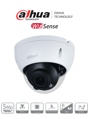 DAHUA DH-IPC-HDBW2541R-ZAS - Domo Antivandalico de 5 Megapixeles/ Lente Motorizado de 2.7-13.5/ WizSense/ IR de 40 Metros/ Ranura MicroSD/ E&S de Alarma/ Ik10/ PoE/ SMD Plus/ - Image 1