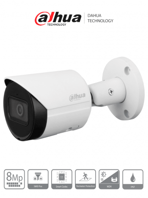 DAHUA DH-IPC-HFW2841S-S - Cámara IP Bullet 4k/ 8 Megapíxeles/ Lente de 2.8 mm/ 105 Grados de Apertura/ H.265+/ IR de 30 Mts/ Metálica/ WDR Real de 120 dB/ IP67/ Video analíticos con IVS/ Ranura para MicroSD/ PoE - Image 1