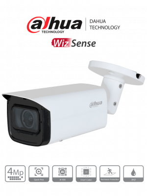 DAHUA DH-IPC-HFW3441T-ZS-S2- Cámara IP Bullet de 4 MP/ WizSense/ Lente Motorizado de 2.7 a 13.5mm/ IR de 60 Metros/ H.265+/ WDR Real/ Protección Perimetral/ IP67/ PoE/ SMD Plus/ - Image 1