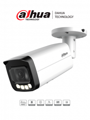 DAHUA DH-IPC-HFW5449TP-ASE-LED-0280B-S2  Cámara IP Bullet Full Color de 4 MP/ Lente de 2.8 mm/ 40 m ir/  Micrófono Integrado/ Detección Facial/ Conteo de Personas/ Protección Perimetral/ SMD 3.0./ ePoE/ IP67/ E&S de Alarma/ Ranura para Micro SD/AcuPick - Image 1