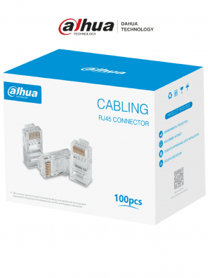DAHUA DH-PFM976-631 - Caja con 100 Plugs RJ45 Cat6/ Chapado de Oro de 15 U"/ Clasificación de Resistencia al Fuego UL94V-2/ #LoNuevo #CONEEN - Image 1