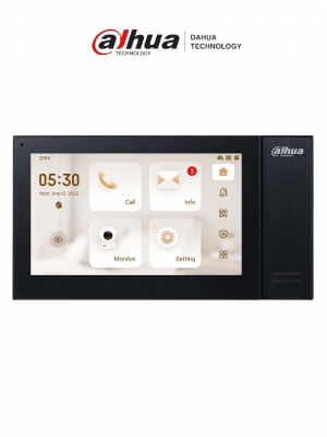 DAHUA VTH2421FB-P - Monitor IP táctil de 7" Serie Pro, con 8GB de memoria embebida, PoE estándar, ranura MicroSD, soporta llamada grupal, videos, mensajes, 6 entradas/salidas de alarma, y hasta 9 monitores adicionales. #VDP - Image 1