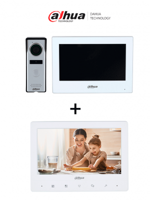 DAHUA DHI-KTH01+DHI-VTH1020J -  Kit de Videopotero Hibrido + Frente de Calle Analogico con Camara de 1.3 MP + DAHUA VTH1020J- Monitor analógico de 7 pulgadas compatible con KTA01 / KTA02 / #VDP - Image 1