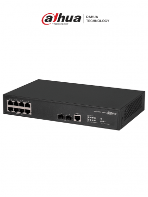 DAHUA DH-AS4300-8GT2GF- Switch Gigabit administrable de capa 2 con 8 puertos10/100/1000 Base-T y2 ranuras SFP d 1Gbps. Ofrece una capacidad de switching de 20Gbps y viene con una robusta carcasa metálica, ideal para redes de alto rendimiento #REM - Image 1