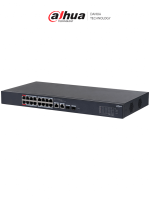 DAHUA CS4218-16ET-135 - Switch PoE de 18 Puertos/ 16 Puertos Poe 10/100/ 2 Puertos Uplink 10/100/1000 + 2 Puertos SFP/ 135 Watts Totales/ Administrable en la Nube por DoLynk Care/ PoE Hasta 250 Metros/ Carcasa Metalica/ Switching 7.2 Gbps #REM #MCI2 #RMM - Image 1
