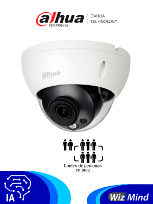 DAHUA IPC-HDBW5241RN-S-0280B - Cámara IP Domo Antivandálica Resolución de 2 MP/ Lente 2.8 mm/ ∢ 106°/ IR 50 mts/ IA WizMind/ Detección Facial/ Protección Perimetral/ Conteo de Personas/ Starlight/ PoE/ WDR/ H.265/ IP67/ IK10/ - Image 1