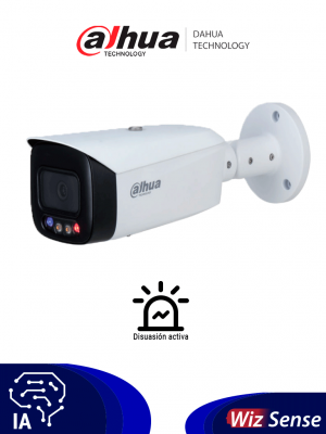 DAHUA IPC-HFW3249T1N-AS-PV-0360B - Cámara IP Bullet Resolución de 2 MP/ Lente 3.6 mm/ ∢ 107°/ LED 40mts/ IA WizSense/Det. de Mov. Inteligente/Prot. Perimetral/FullColor/TiOC/PoE/WDR/H.265+/IP67/Micrófono/Sirena/Estrobos/E&S Alarma/E&S Audio - Image 1