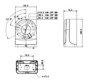DAHUA PFB203W - Brazo de pared para camaras domo DAHUA /  HDW2120 / 2220 / 2221RZ /  HDW1000 / 1100R /  HDW1120 / 1220 / 1320S /  HDW2120 - Image 2