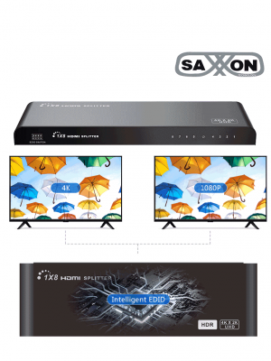SAXXON LKV318HDR-V2.0 - Divisor de Video HDMI  de 1 Entrada y 8 Salidas/ Soporta Resolución Ultra HD 4K&2K @30 Hz/ Distancia  de 10 Metros en Entrada y Salida/ Switch EDID/ - Image 3