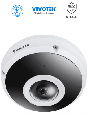 VIVOTEK FE9380HV - Cámara IP fisheye exterior 5 MP, H.265, panorámica 360º, Smart IR 10m, WDR Pro, micrófono integrado, IP66/IK10, ciberseguridad Trend Micro, Smart Stream III, visión SNV, NDAA, ONVIF - Image 1