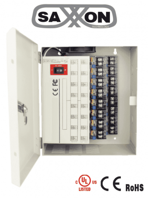 SAXXON PSU1220D16H- Fuente de Poder Profesional de 11 a 15 vcd/ 20 Amperes/ Para 16 Camaras Hasta 4k/ 1.25 Amperes por Canal/ Protección contra Sobrecargas/ Filtro de Ruido por Canal/ Uso rudo/ - Image 1
