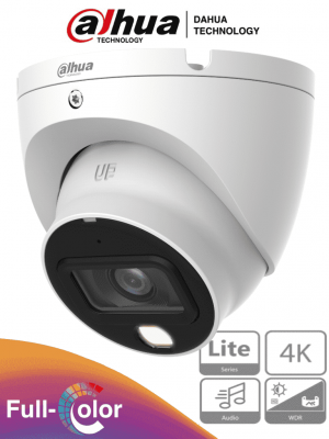 DAHUA HAC-HDW1809TLM-A-LED -Camara Domo Eyeball 4k Full Color/ 8 MP/Lente de 2.8mm/106 Grados de Apertura/ Microfono Integrado/ 20 Metros de Iluminación/ Imagen a Todo Color 24/7/ Super Adapt/ WDR de 120 dB/ Soporta CVI/CVBS/AHD/TVI / #1CM - Image 1