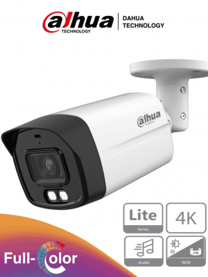 DAHUA HAC-HFW1809TLM-A-LED - Camara Bullet 4k Full Color/ 8 Megapixeles/ Lente de 2.8mm/ 106 Grados de Apertura/ Microfono Integrado/ 40 Metros de Iluminación/ Super Adapt/ WDR de 120 dB/ IP67/ Soporta: CVI/CVBS/AHD/TVI/ #FULLC - Image 1